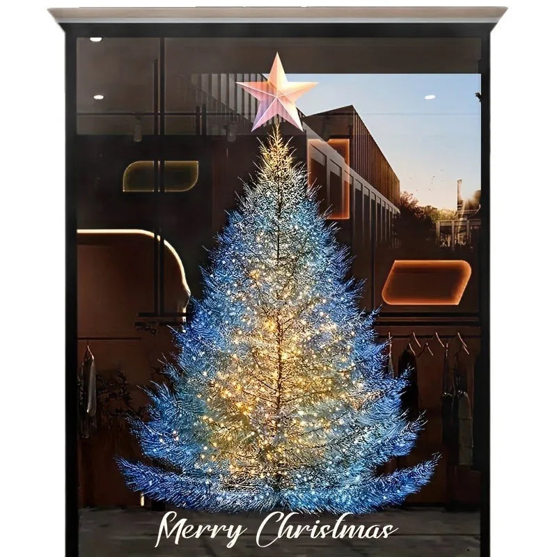 The Static Sticker on The Christmas Blue and Gold Christmas Tree Can Be Removed Stickers Oasis Select