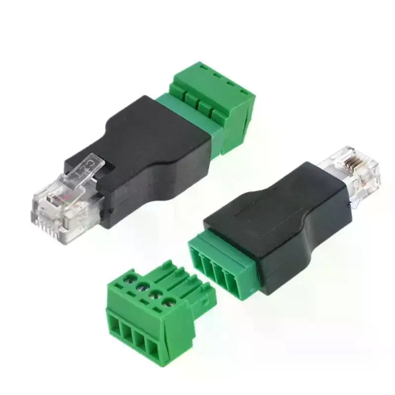 1/2Pcs 6P4C Male To 4 Pin Screw Terminal Converter RJ11 Ethernet Connector For Phone Receiver Extend Cable Adapter Oasis Select