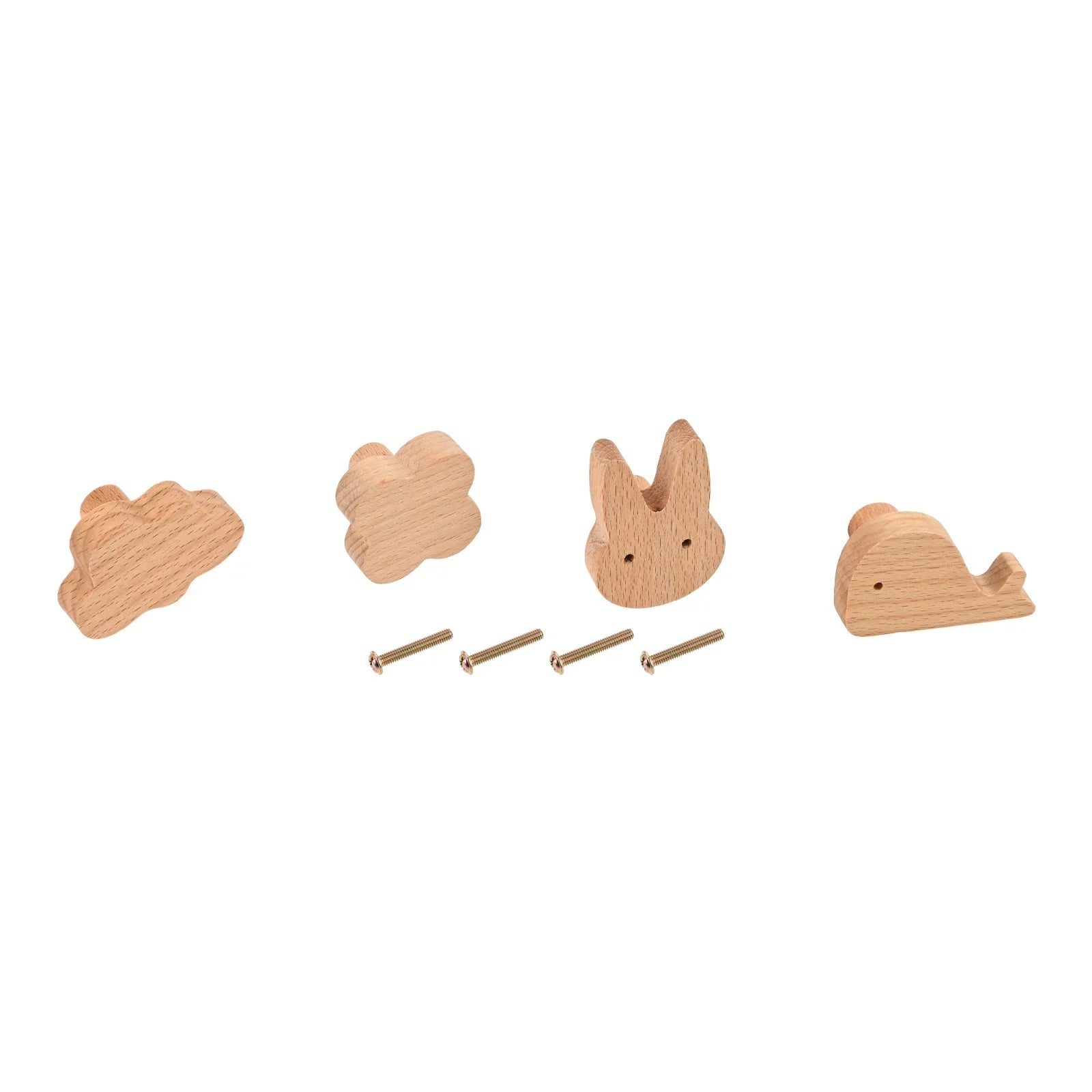 Cute Animal Wood Furniture Handles for Kitchen Cupboard Cabinets Dressers Wardrobe Handle Wooden Drawers Door Knobs with Screw Oasis Select