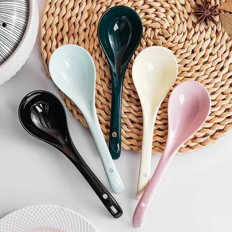 Internet Celebrity Porridge Spoon Large Size Clay Pot Soup Spoon Porridge Spoon Hot Pot Long Handle Spoon Kitchen Tablewear Oasis Select