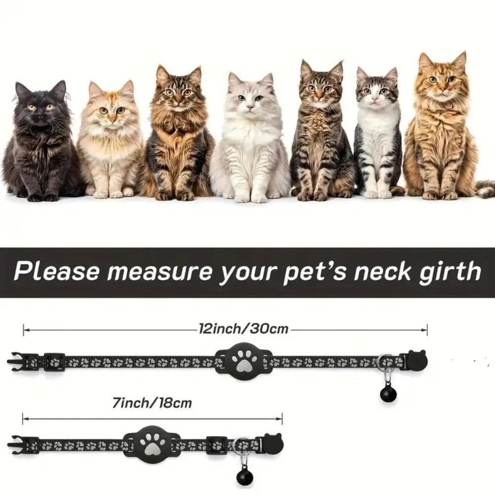 Cat Collar Compatible with Apple Airtag with Bell Adjustable Safety Buckle Reflective GPS Collar for Kittens Puppies Oasis Select
