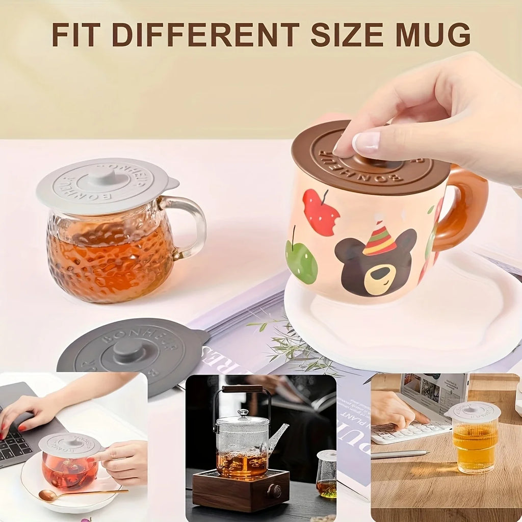 2pcs Silicone Cup Lids - Non-Slip Dust-Proof Lids for Mugs, Glasses, Tea Cups - Food-Grade Reusable Lids with Ribbed Grip Oasis Select