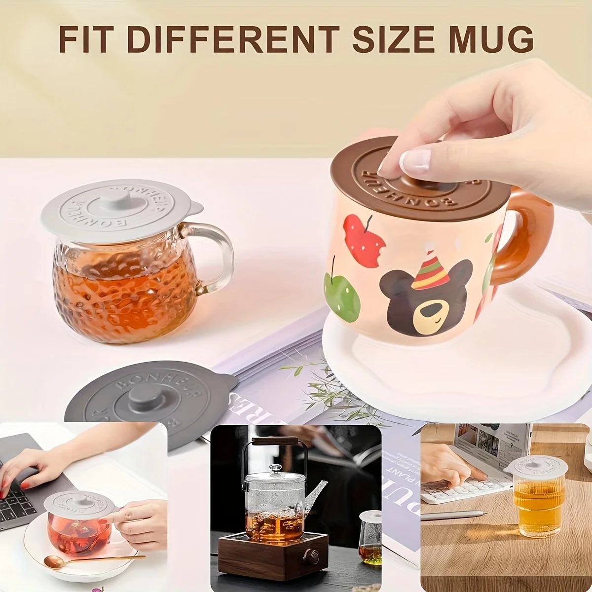 2pcs Silicone Cup Lids - Non-Slip Dust-Proof Lids for Mugs, Glasses, Tea Cups - Food-Grade Reusable Lids with Ribbed Grip Oasis Select