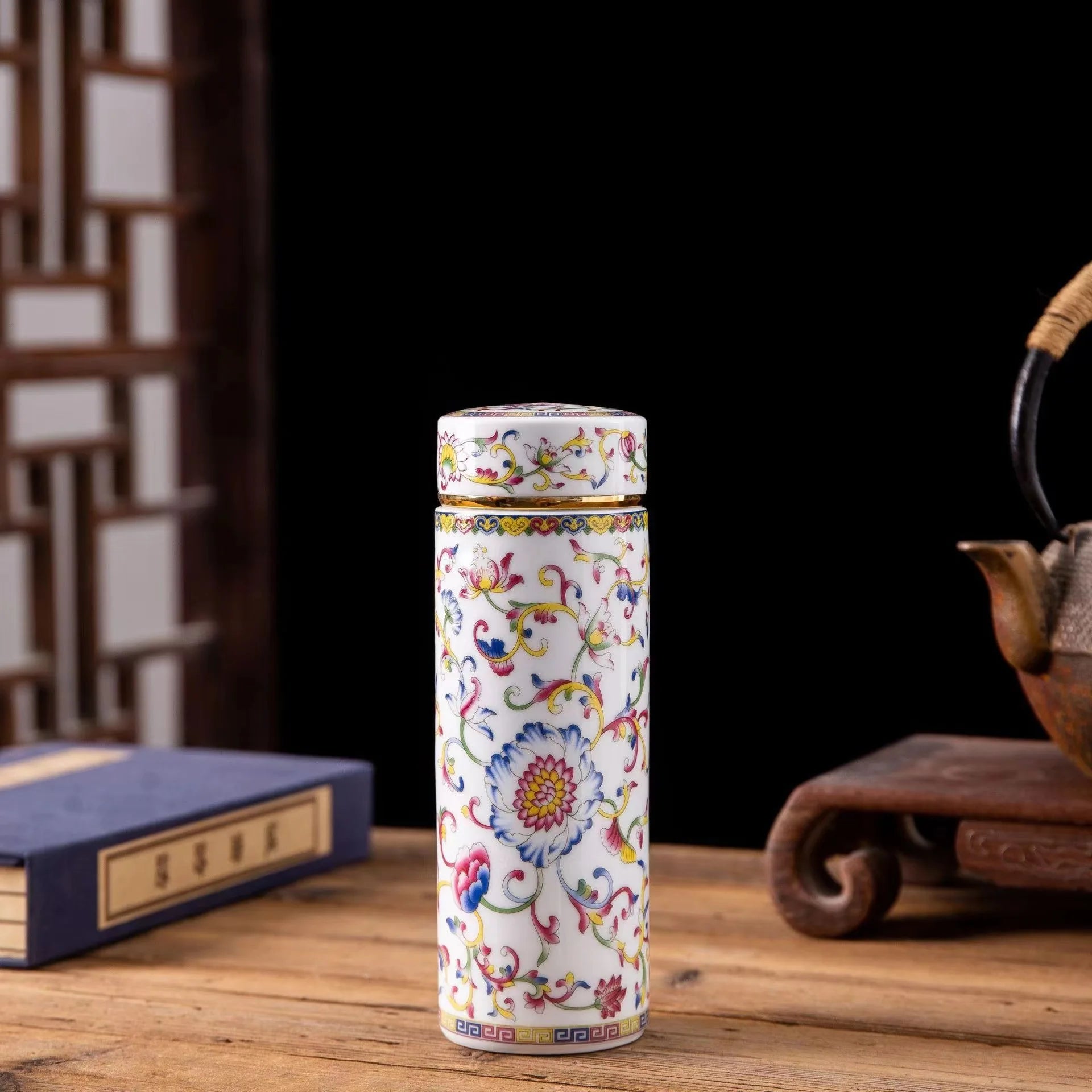 Double-layer 500ML Ceramic Cups Enamel Thermos for Tea High-temperature Home Office Resistant Cups with Lids Portable Travel Mug Oasis Select white 500ML