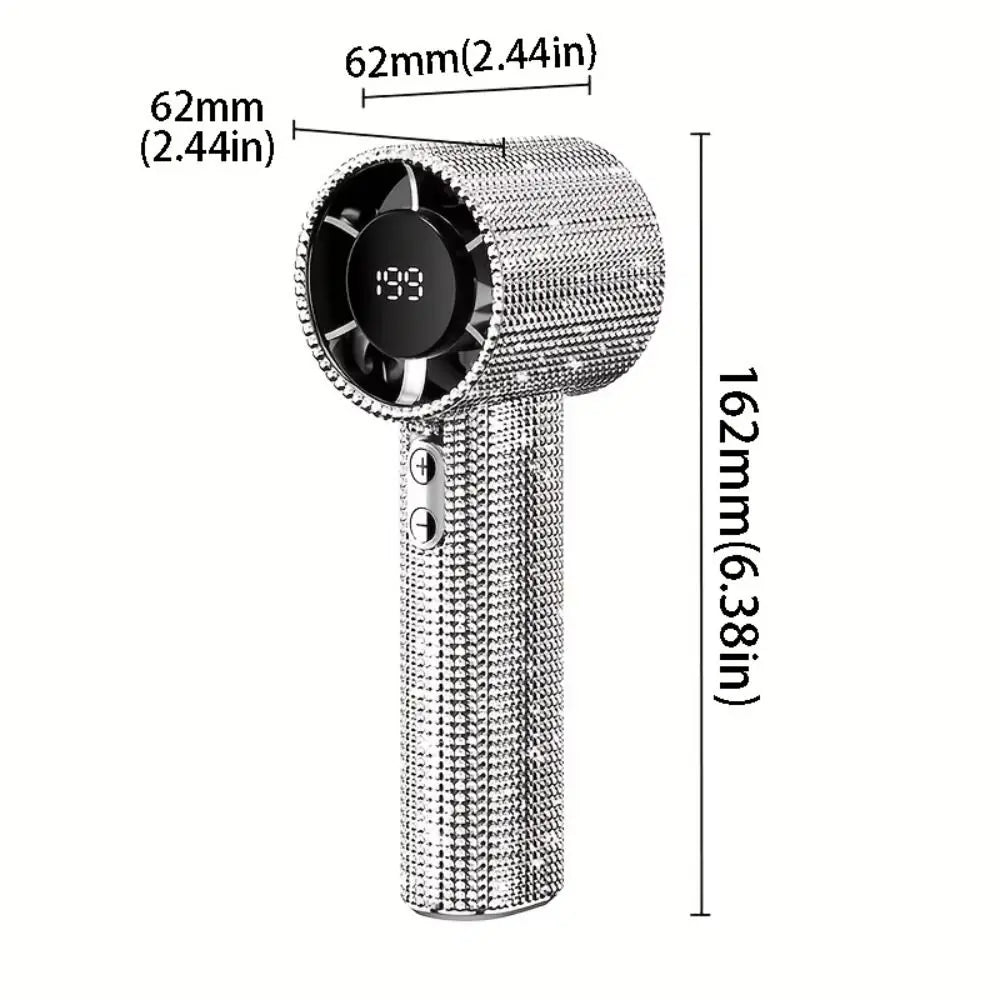 Small Size Mini Portable Fan LED Powered Cute Design LED Personal Fan Long-Lasting Battery Sparkling Imitation Diamonds Oasis Select