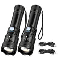 Tactical LED Flashlight 2000LM USB-C Rechargeable Zoomable Torch