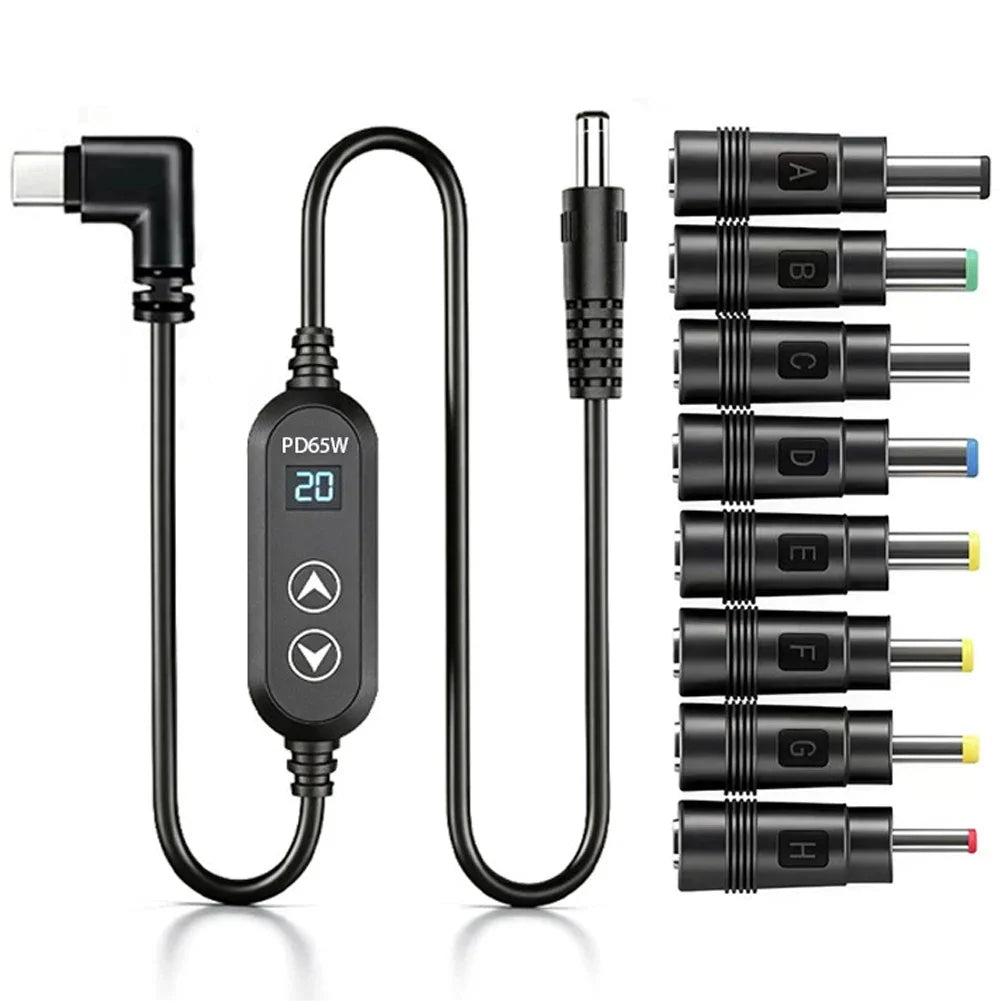 65W USB-C to DC PD Cable – 5V 9V 12V 15V 20V Universal Adapter