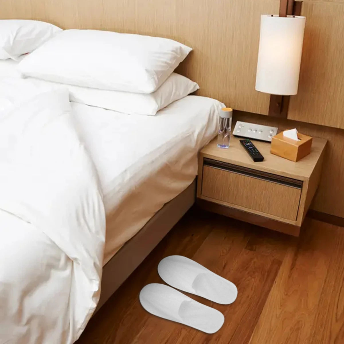 10/30/50 pairs of White Non Woven Disposable Slippers Travel Home Slippers Business Home Hotel Unisex Slippers Oasis Select