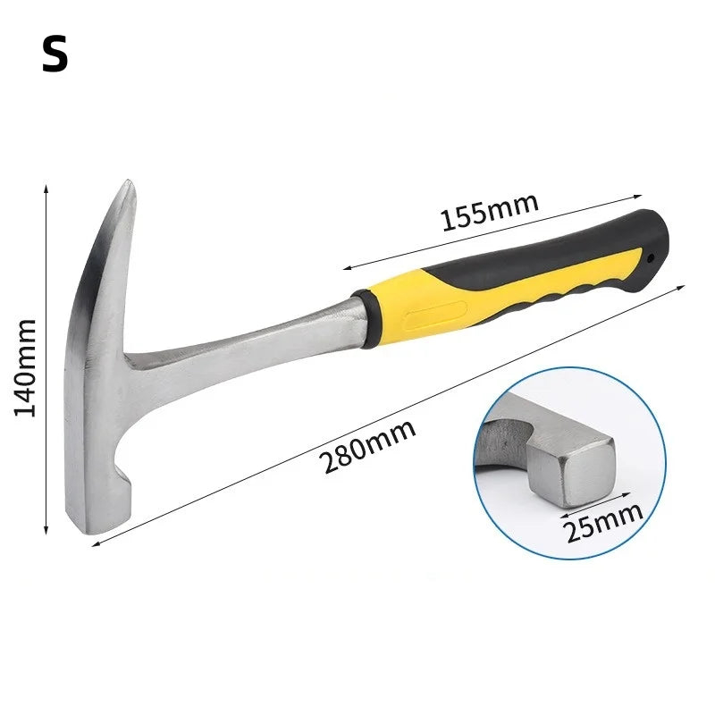 JUSTINLAU Multifunctional Integrated Hammer Professional Geological Exploration Tool Pointed Flat Head Mud Hammer Mining Hammer Oasis Select S-cusp