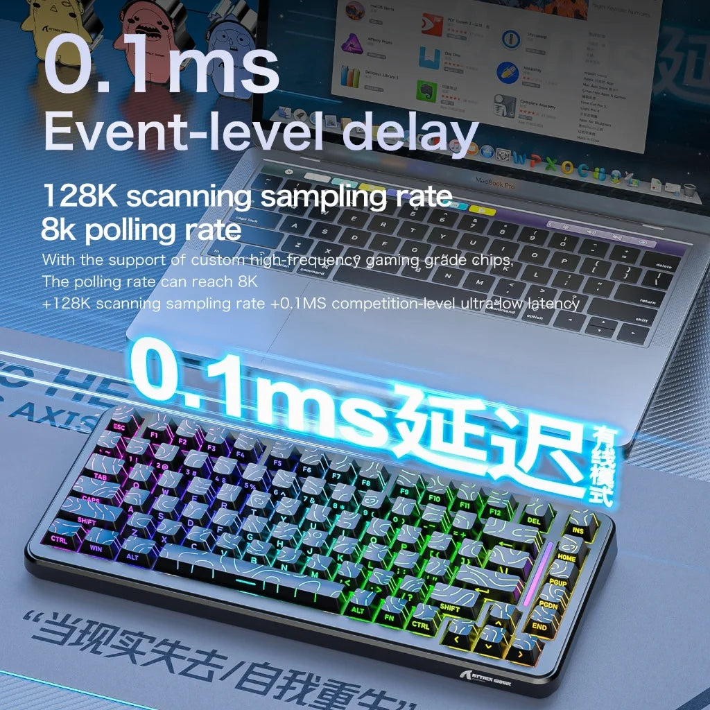 ATTACK SHARK X82Pro HE Wireless Magnetic Axis Gaming Keyboard 8KHz Rate 0.01mm RT Precision 5000mAh Tri Mode RGB 82 Keys PBT Oasis Select