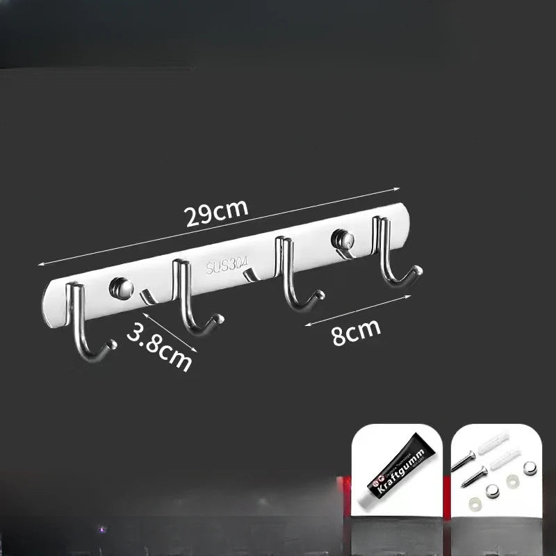 Stainless Steel Hook Hooks Toilet Clothes Hook Kitchen Supplies Hanger Punch-free Hook Rack Bathroom Hooks Punching Hooks Oasis Select