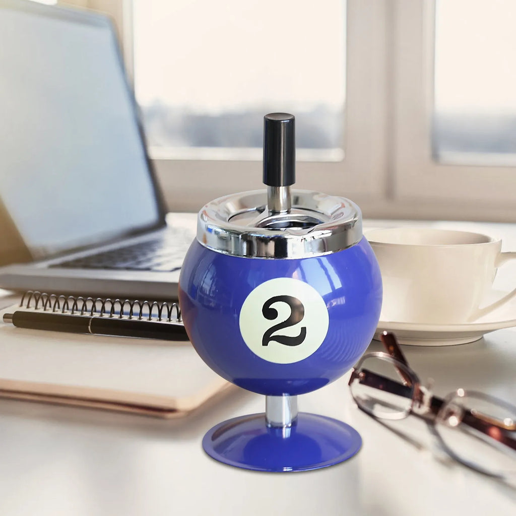 Ashtray Billiard Ashtray with Lid Windproof Automatic Extinguishing Decorative Ashtray for Home Restaurant KTV Bar Cigar Ashtray Oasis Select Blue