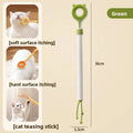 Double Sided Massager 2 in 1 Retractable Cat Tickler Cat Teaser Wand Interactive Cat Toy for Kitten Grooming Relieve Itching Oasis Select green
