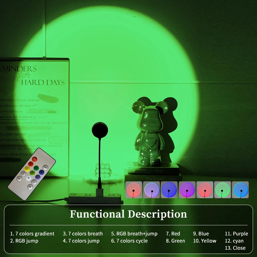 USB Sunset Projector Night Light – Colorful Ambient Room Lamp Ambient Projector Lamp Oasis Select