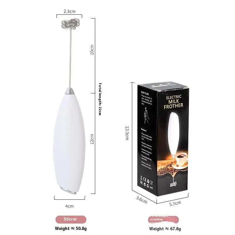 Wireless Electric Handheld Egg Beater And Milk Frother Mini Whisk Mixer for Coffee And Cappuccino Household Use - 1Pcs Oasis Select White