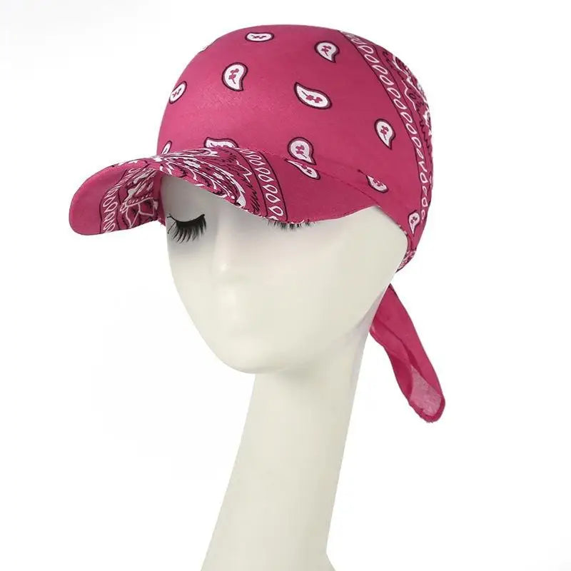 Fashion Wide Brim Baseball Caps Head Scarf Pre-Tied Lightweight Sun Visor Turban Breathable Bandana Scarf Cap Women Outdoor Oasis Select A11