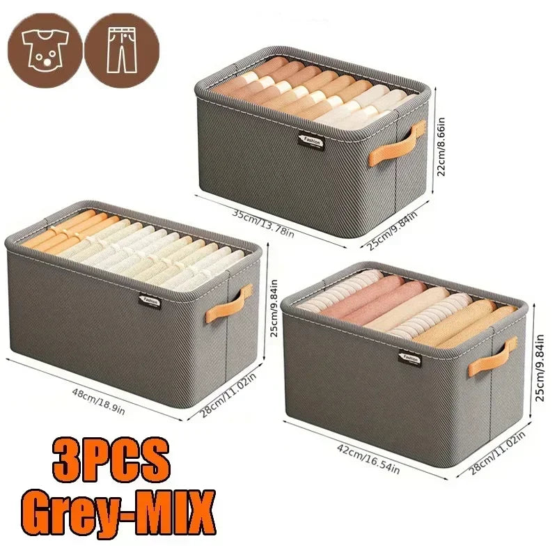 Thicken Clothes Organizer Pants Sweater Storage Cabinets Drawers Organizer Jeans Storage Box Wardrobe Clothes Storage Organizers Oasis Select Grey 3PCS Mix