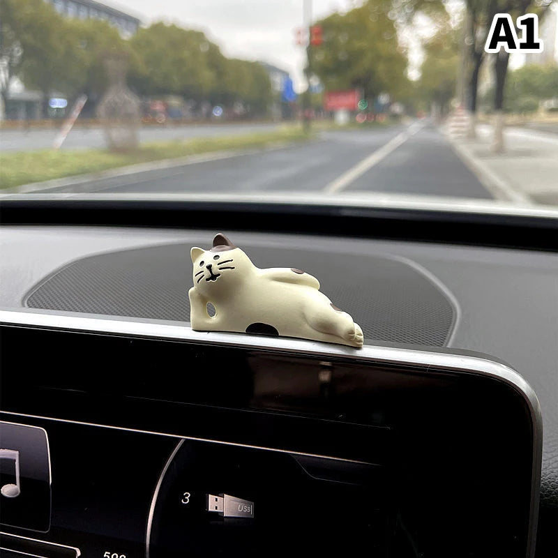Cute Car Interior Decoration Ornaments Mini Cat Action Figure Auto Dashboard Rearview Mirror Decoration Car Accessories Oasis Select A1