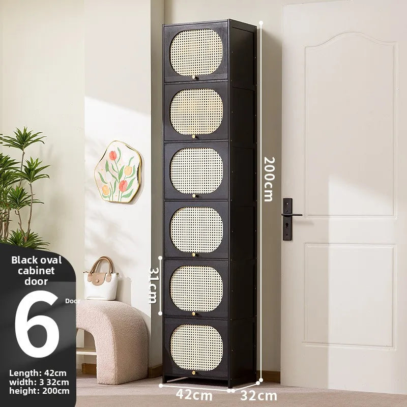 Household entrance shoe cabinet large capacity simple narrow multi-layer vertical small shoe cabinet corridor Oasis Select Black-13 layers