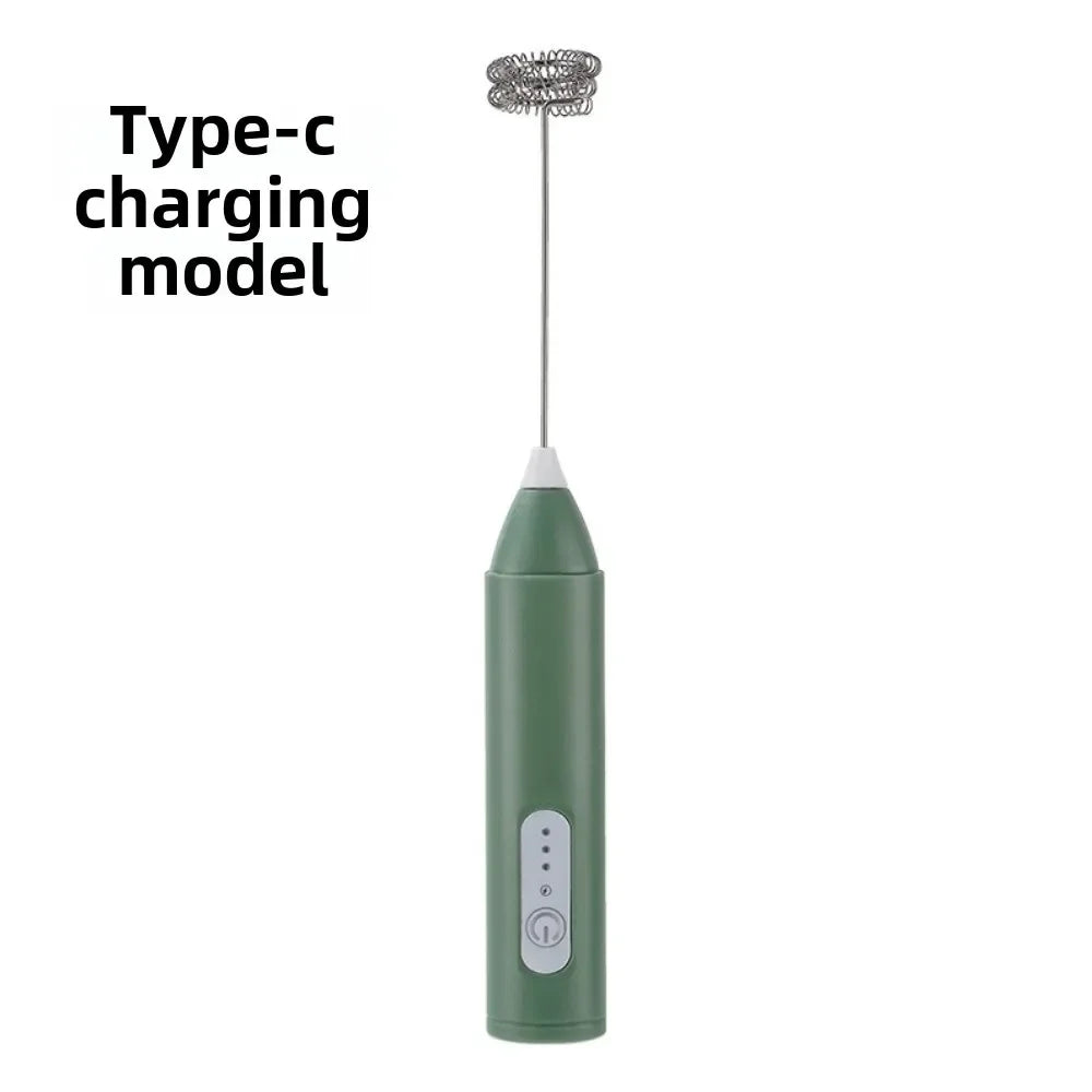 MINI Handheld Electric Milk Frother USB Rechargeable, Automatic Foam Maker for Lattes, Hot Chocolate Blender Egg Beater Tools Oasis Select Green