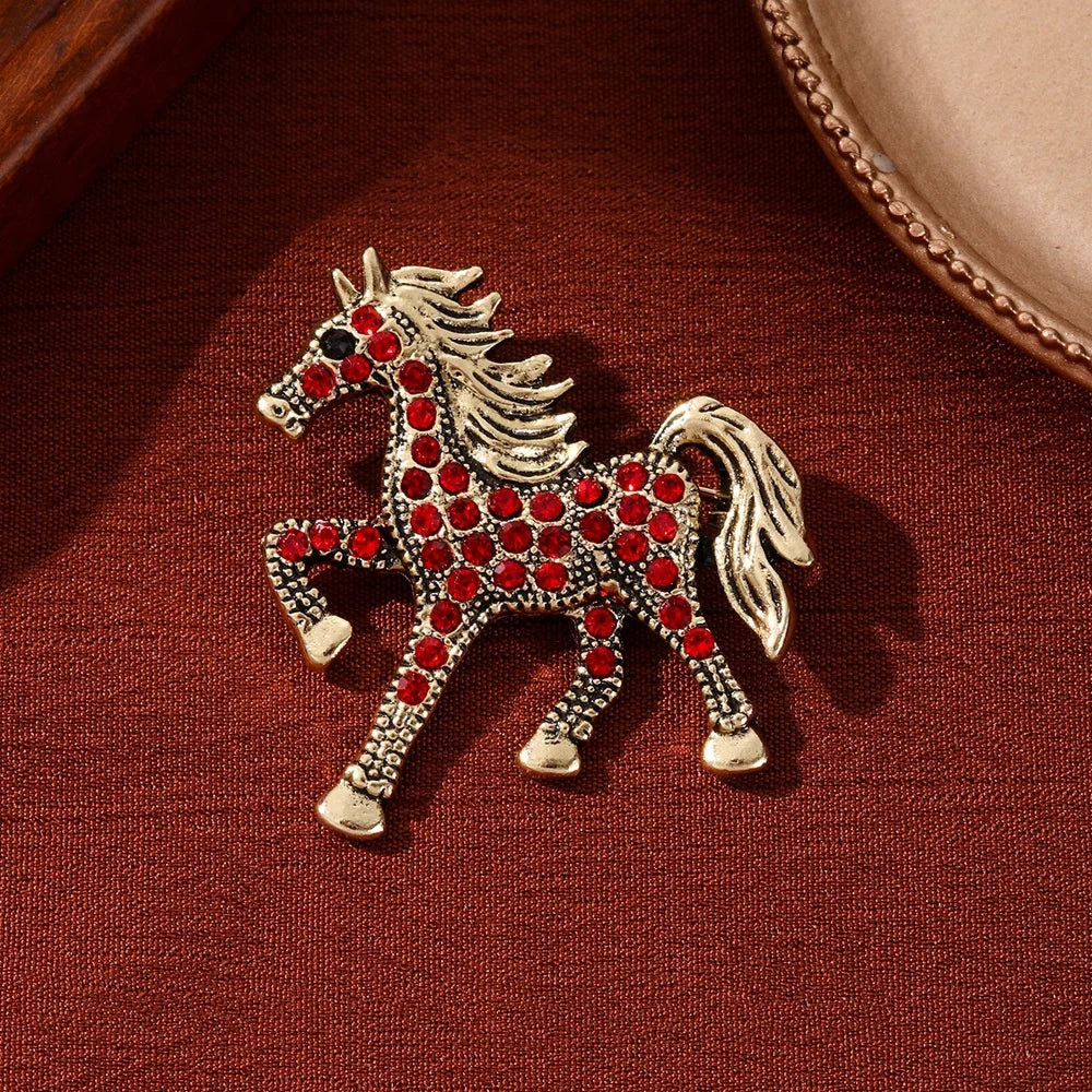 Fashion Rhinestone Horse Brooch for Women Men Zodiac Animal Brooches Lapel Pins Party New Year Jewelry Clothes Accessories Oasis Select Style 8