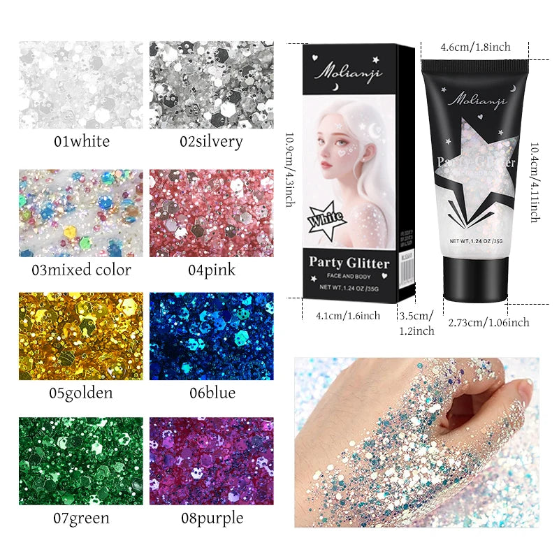 Multicolor Body Glitter – Waterproof & Sweat-Resistant Makeup Body & Face Glitter Oasis Select