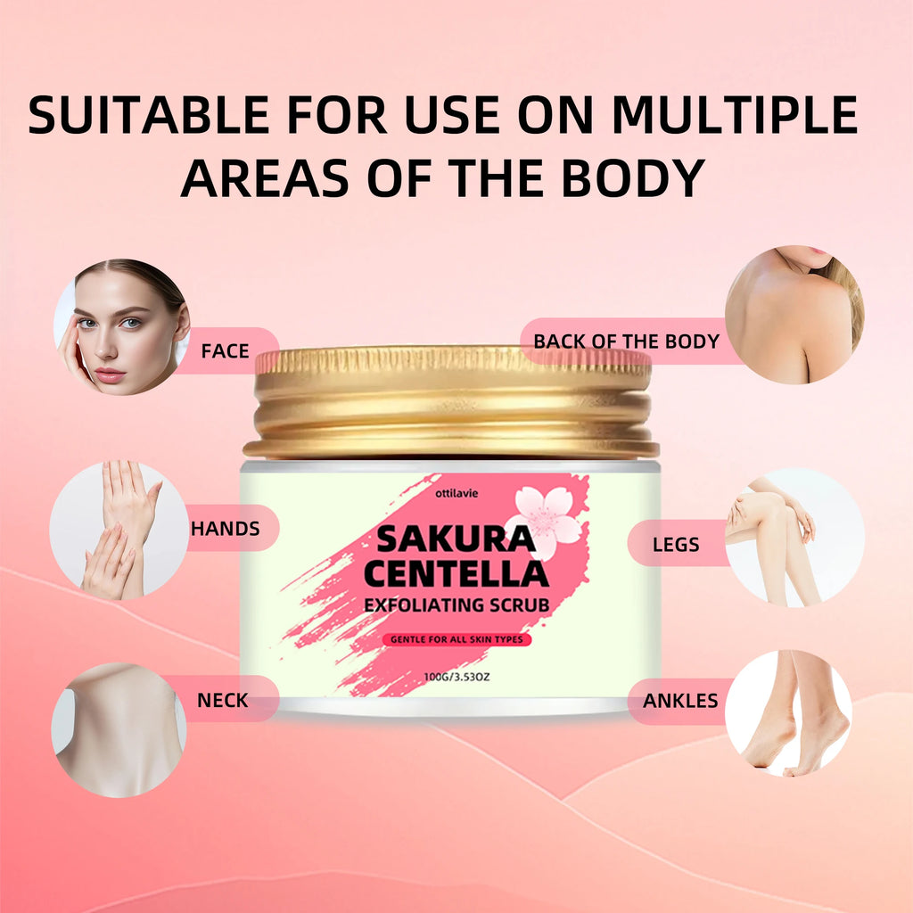 Ottilavie Sakura & Centella Scrub with Niacinamide | Face & Body Exfoliating Face Scrub Oasis Select