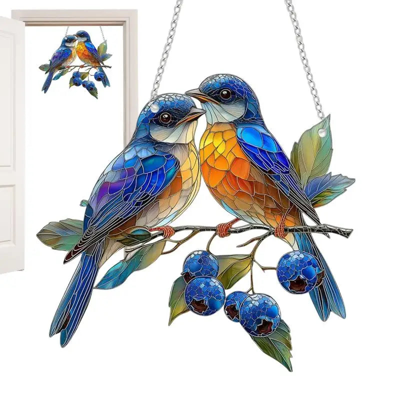Dangling Bird Ornaments Dangling Bird Light Catcher 2D Acrylic Birds Centerpiece Window Panel Decor for Home Studio Restaurant Oasis Select