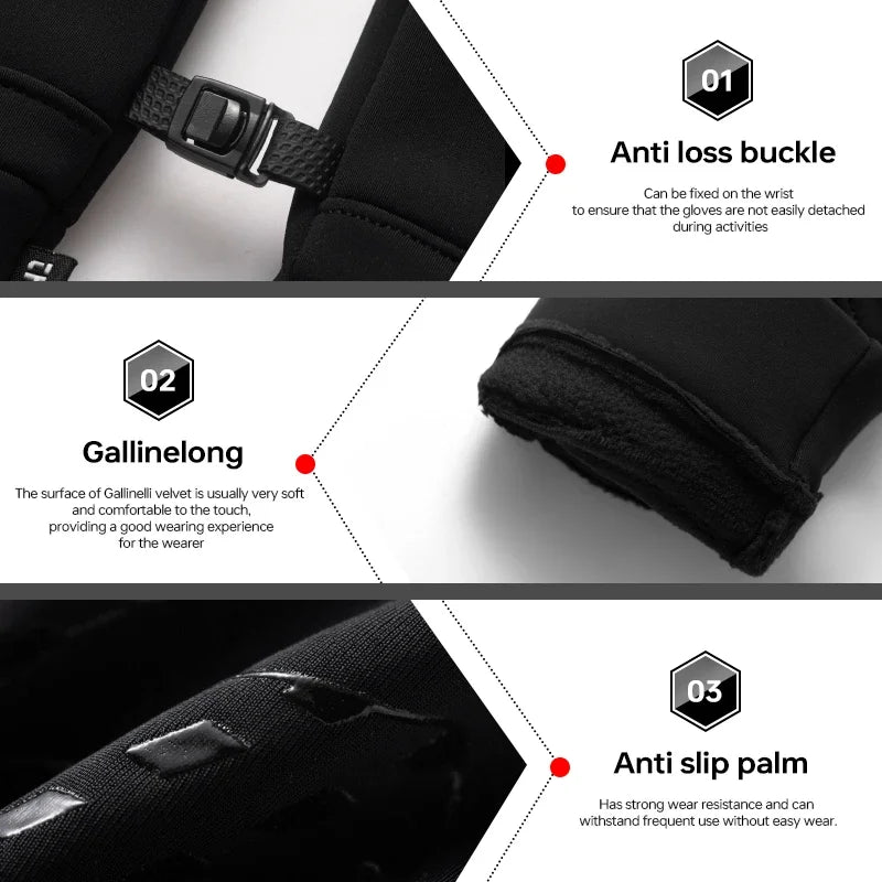 Winter Warm Touchscreen Gloves Unisex Windproof Waterproof Cycling Gloves Flip-Finger Design Skiing Fishing Hiking Gloves Oasis Select