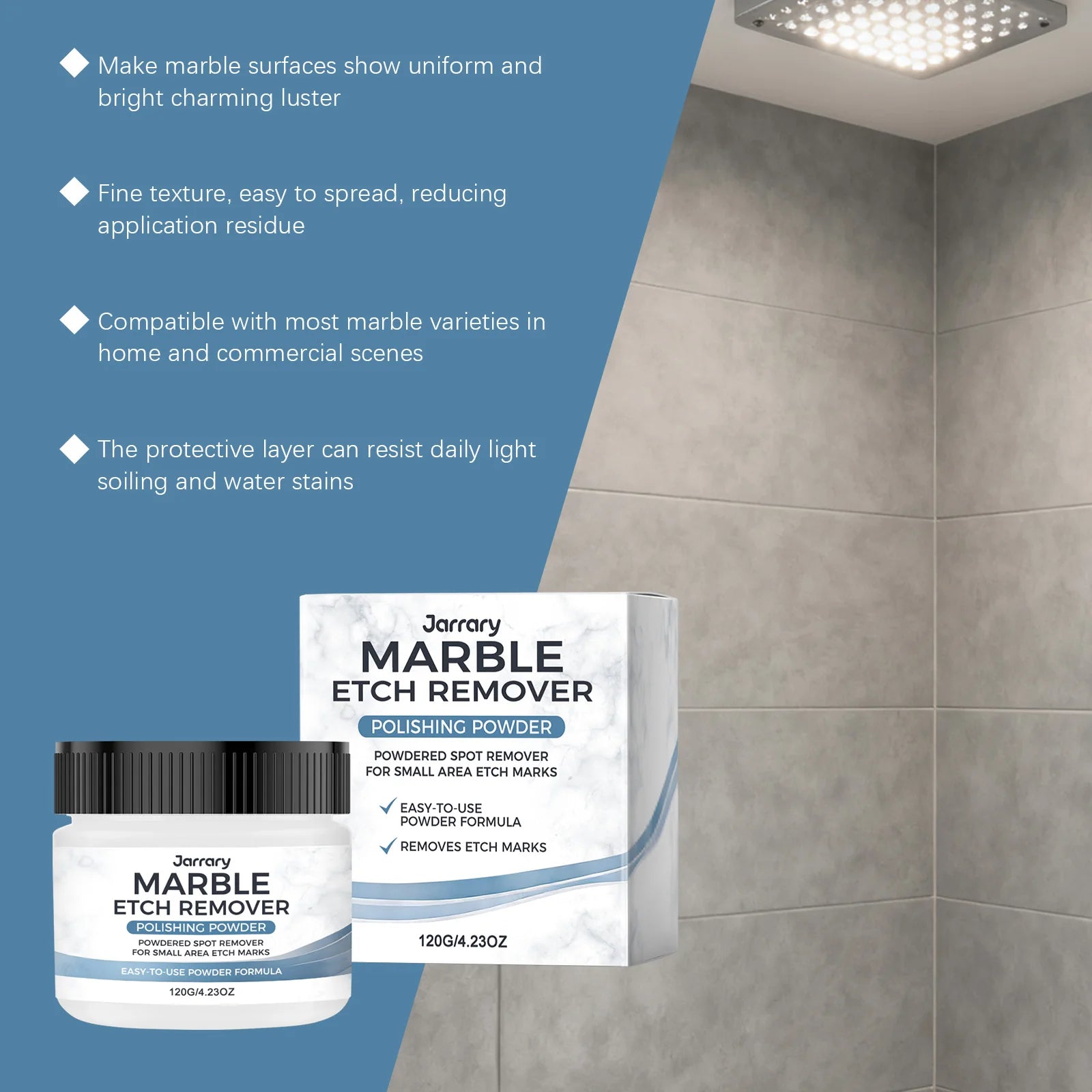 Marble Polishing Powder Etch Mark Removes Scratches Stains and Dullness Restores Shine for Stone Countertops Floors and Surfaces Oasis Select
