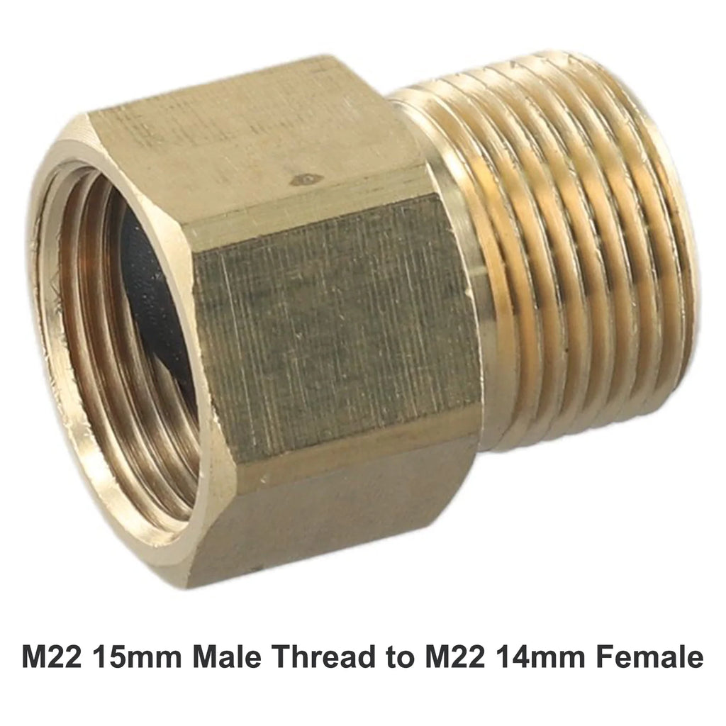 Metric Adapter M22 15mm Male Thread To M22 14mm Female Pressure Washer Gun Hose Connector Brass Fitting Garden Parts Oasis Select