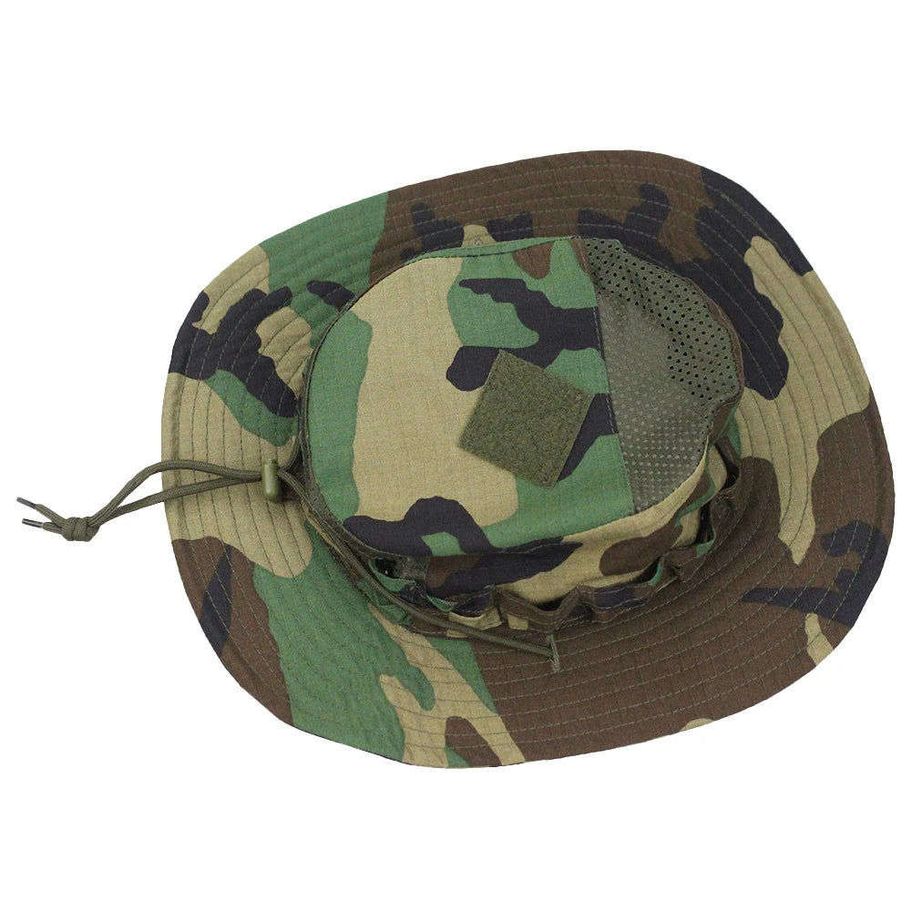 Camouflage Enthusiasts Square Pocket Camo Bonnie Cap US Bucket Benny Hats Fishing Outdoor Hiking Tactical Sun Caps Oasis Select Army green