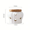 Ceramic Garlic Storage Jar Hollow Out Breathable Ginger Garlic Storage Jar Garlic Ginger Porcelain Container Kitchen Organizers Oasis Select White