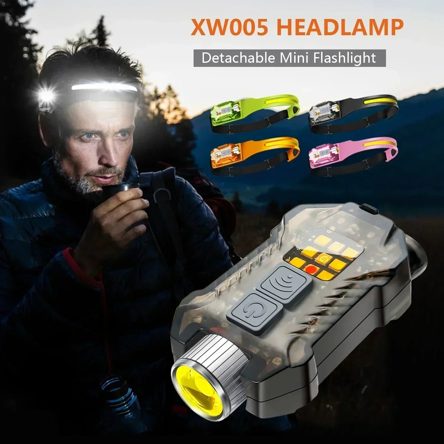 COB LED Rechargeable Headlamp – Motion Sensor, 400LM, IP65