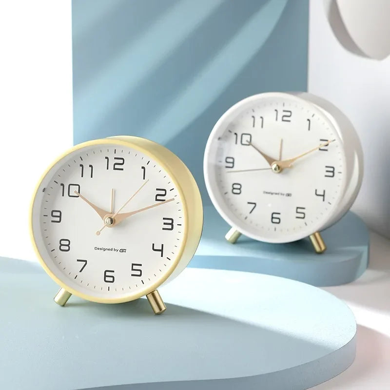 Nordic Light Luxury Quiet Alarm Clock Students Use A Simple Clock with A Frosted Metal Table Alarm Clock Oasis Select