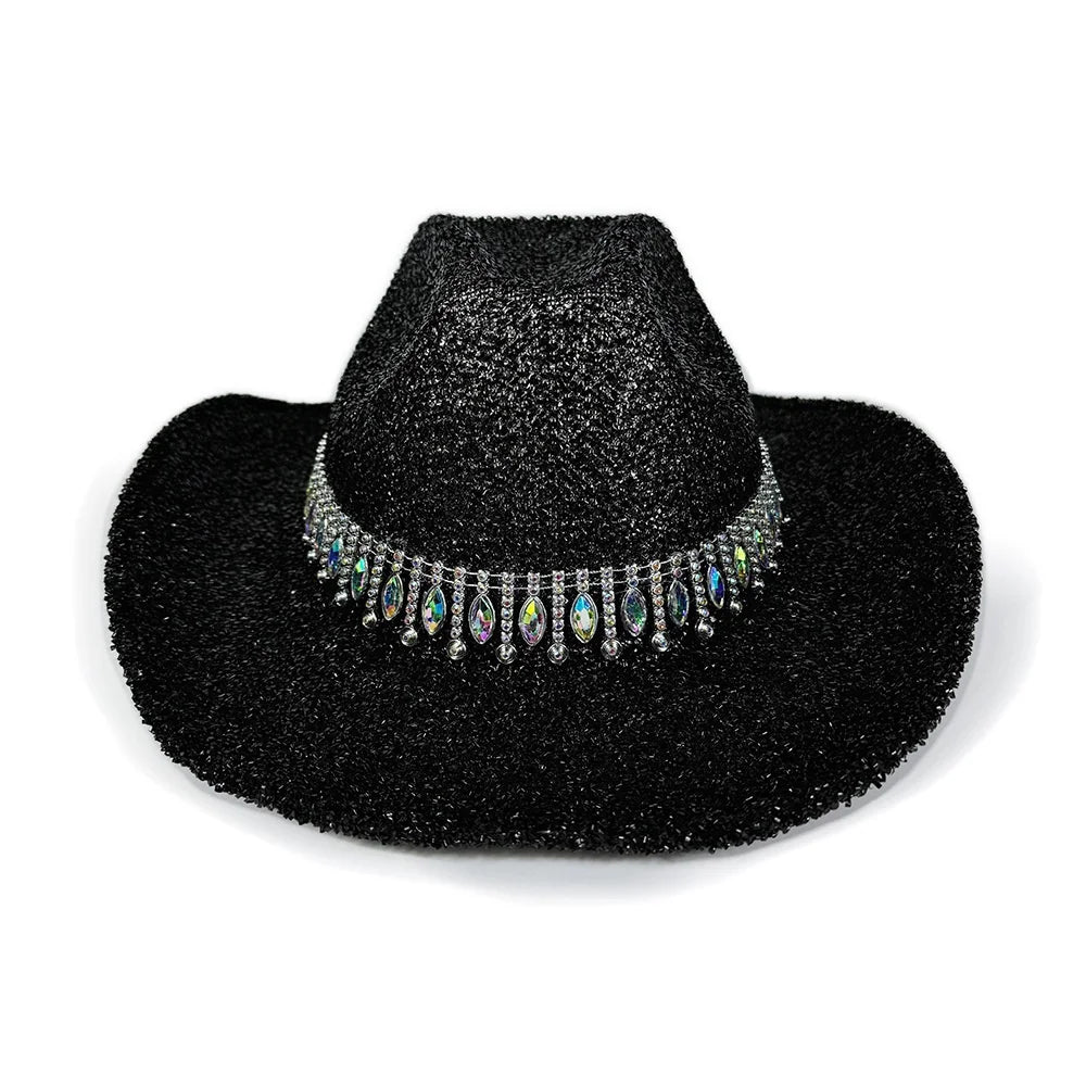 Women's Rhinestone Cowgirl Hat | Wide Brim Western Sun Hat