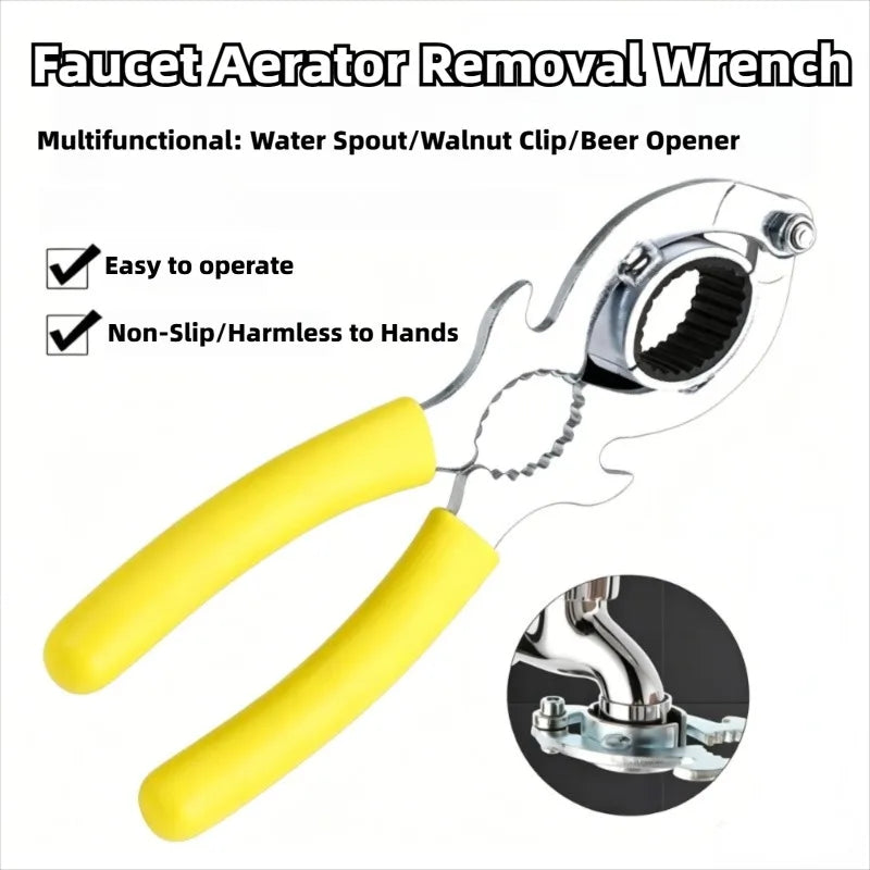 3 In 1 Tool Faucet Bubbler Wrench Bottle Opener and Pliers Kitchen Sink Faucet Aerator & Filter Removal Wrench Repair Spanner Oasis Select