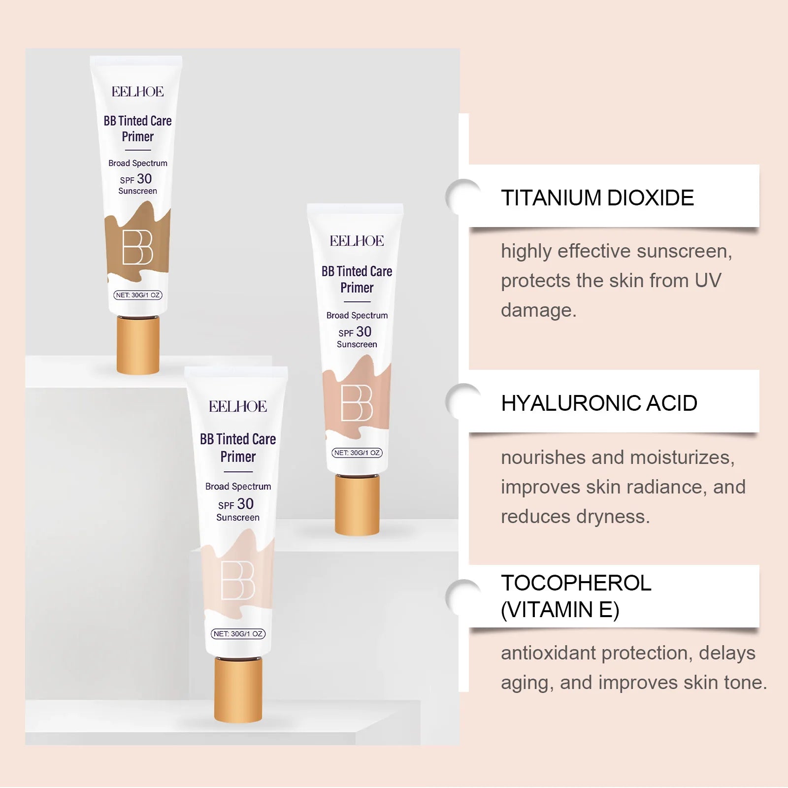 Protective BB Cream - Coverage for Facial Blemishes, Moisturizing, Daily Protection Tinted Moisturizer Light Oasis Select