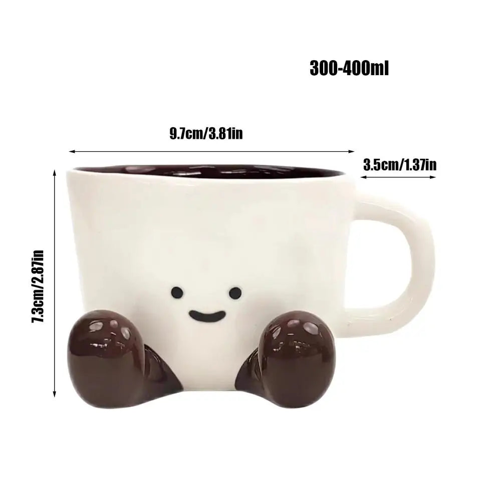 Ceramic Coffee Cup Water Cup with Feet Cute Decorative Coffee Beverage Mug for Photographers Men Women Kids Birthday Christmas Oasis Select Brown 400ml