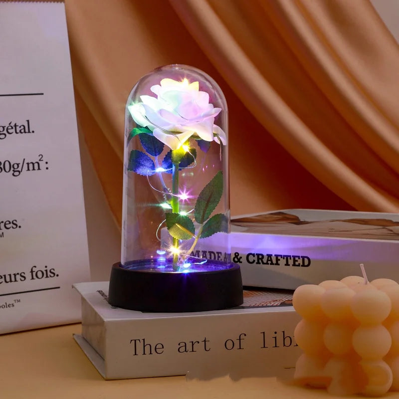LED Rose Dome Ornament – Everlasting Artificial Flower Gift