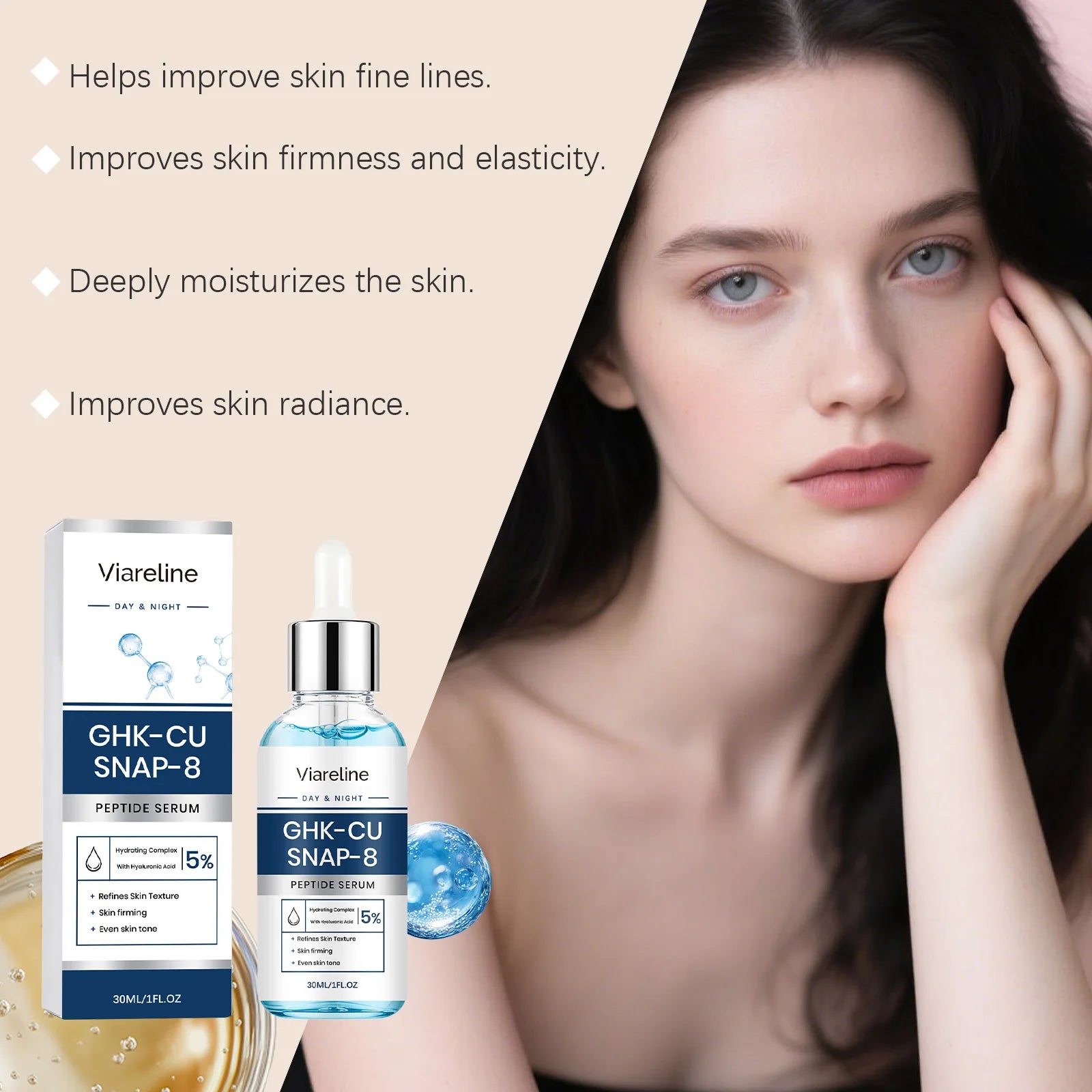Viareline Copper Peptide Serum – Anti-Aging & Brightening Face Serum Oasis Select