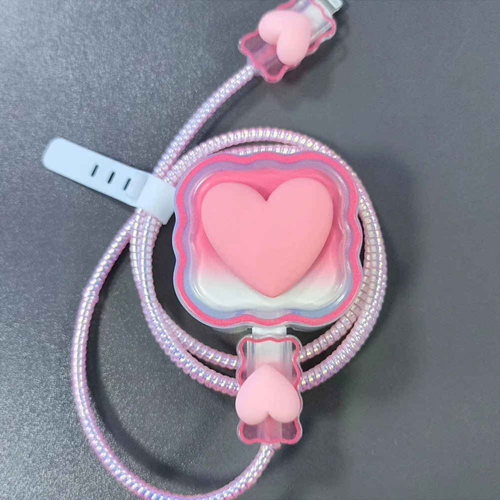 4-in-1 Love Heart iPhone Charger Cable Protector Cover Set