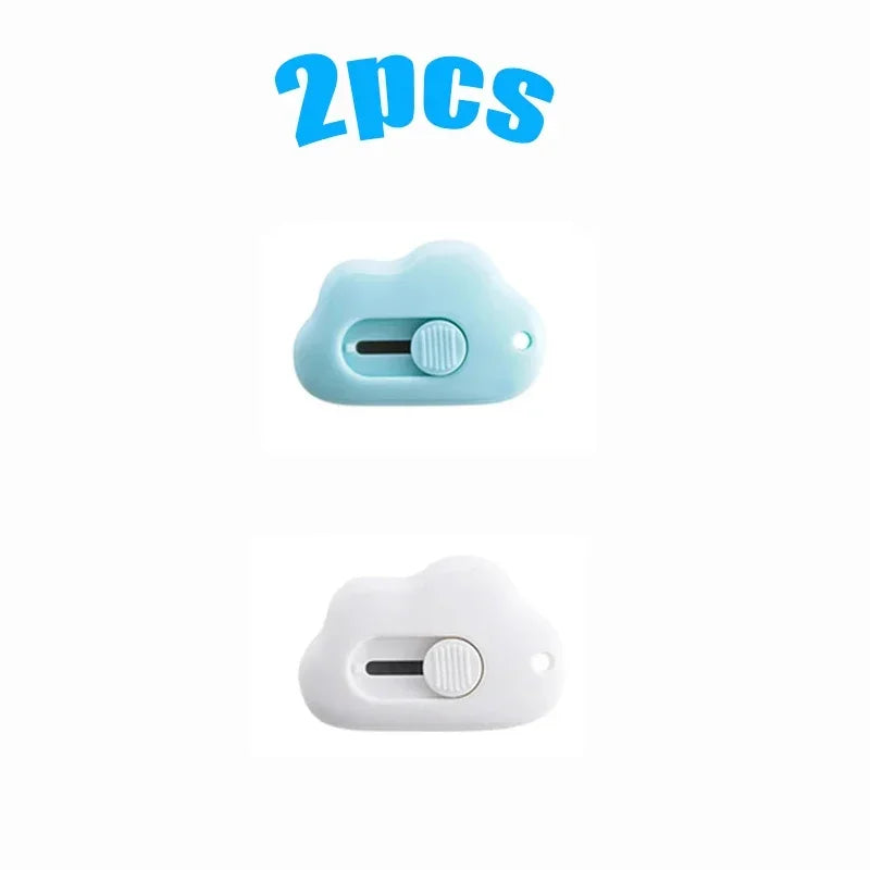 1/2/3pcs Kawaii Mini Cloud Art Utility Knife Express Box Cute Knife Paper Cutter Craft Wrapping Refillable Blade Stationery Oasis Select 2pcs mix 2