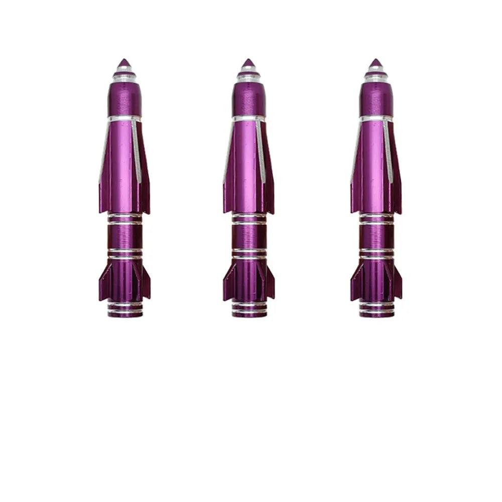 4Pcs 70mm Rocket Valve Caps, Aluminum Alloy Dustproof and Waterproof Tire Valve Stem Caps, for Cars, Trucks and Motorcycles Oasis Select Purple-4Pcs
