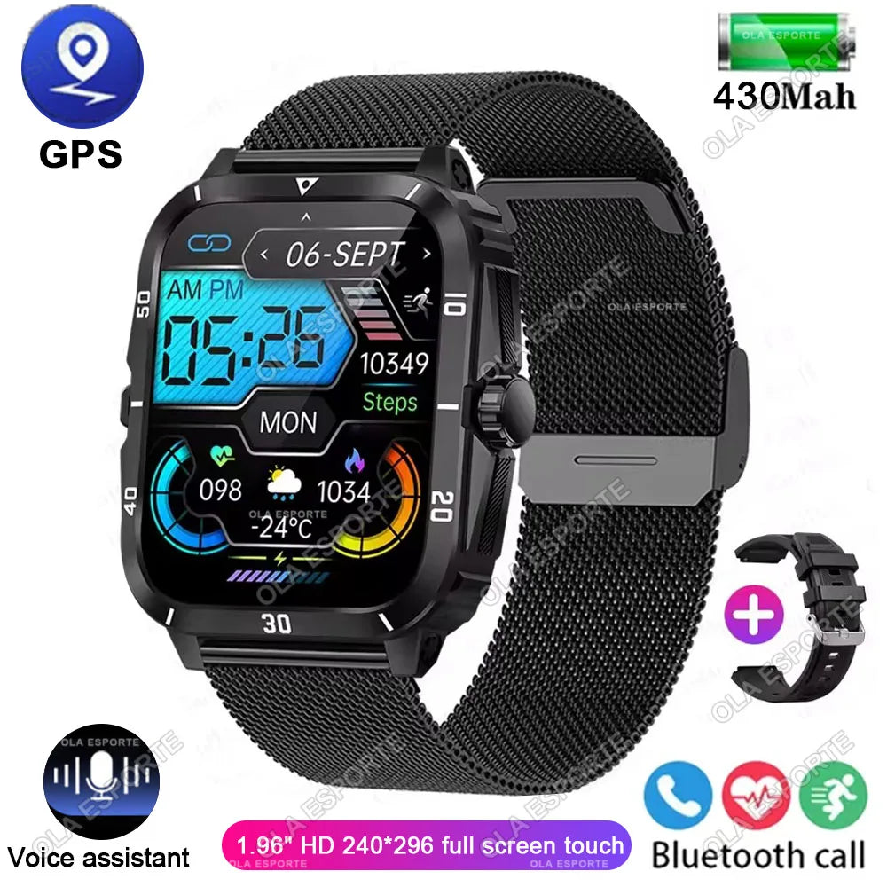 Ola Esporte 1.96" Military Smartwatch – GPS & Bluetooth Calls