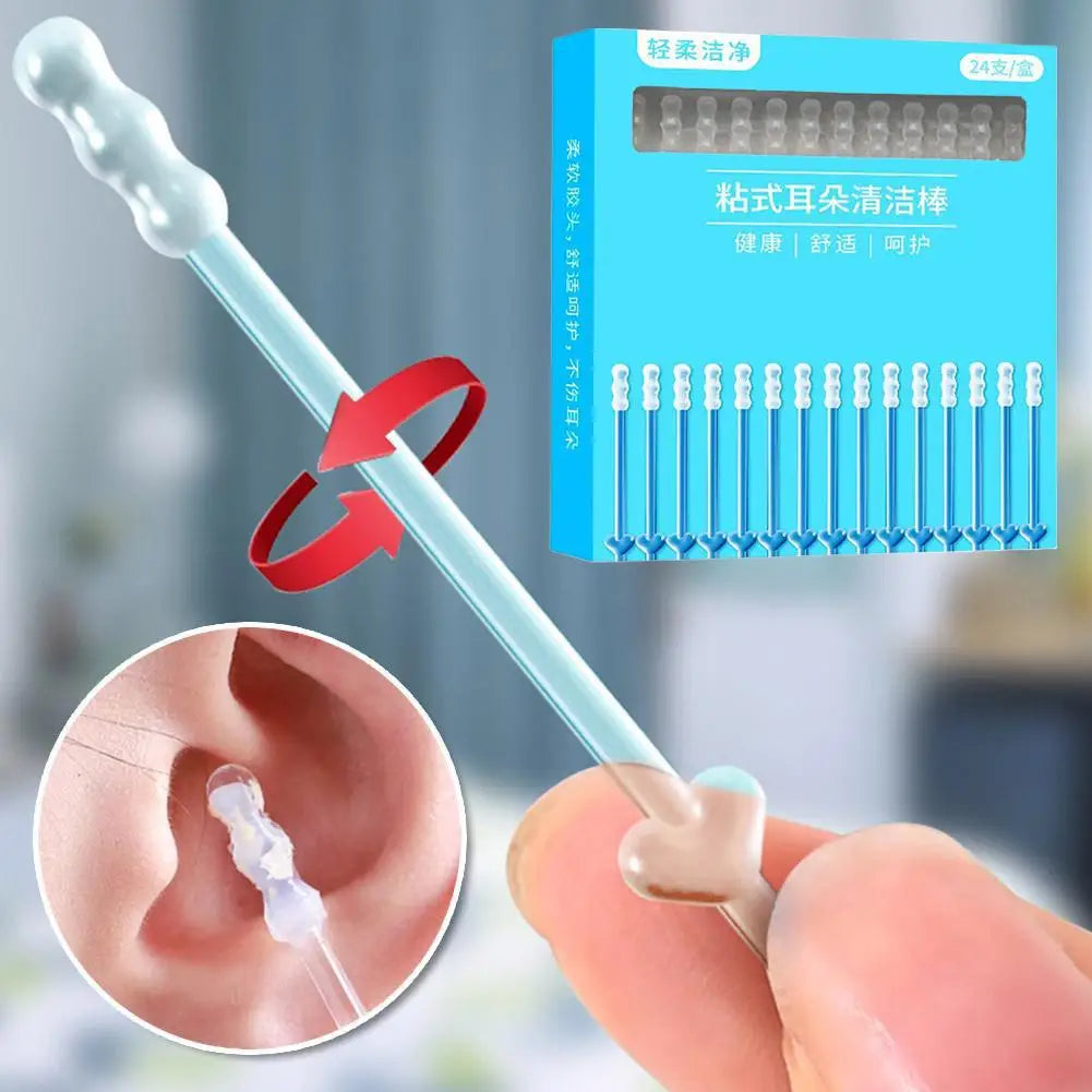 Silicone Sticky Ear Picks 24 Pack – Safe Earwax Remover Ear Cleaning Tool Oasis Select