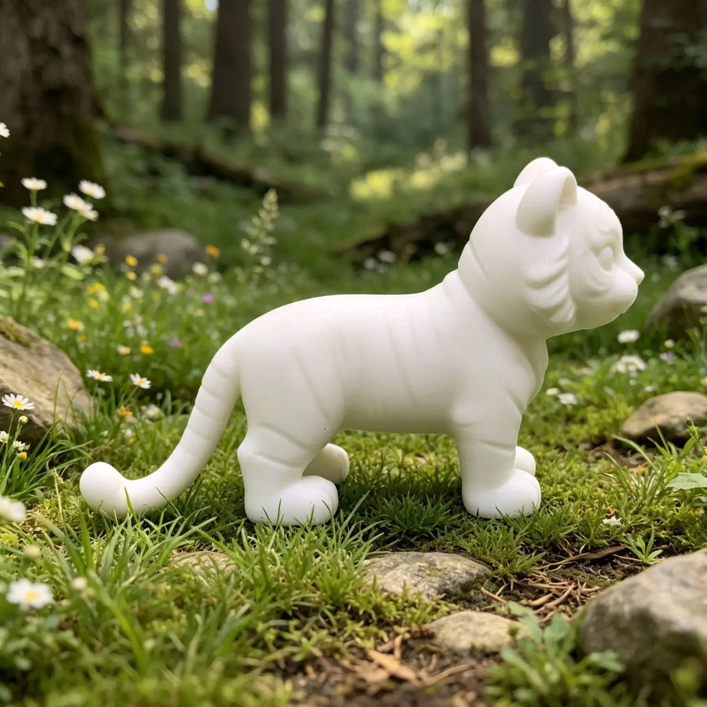 Diy Minimalist White Standing Tiger Figurines Ornament Mini Unfinished Cub Sculpture for Bonsai Micro Landscape Room Decor Gifts Oasis Select