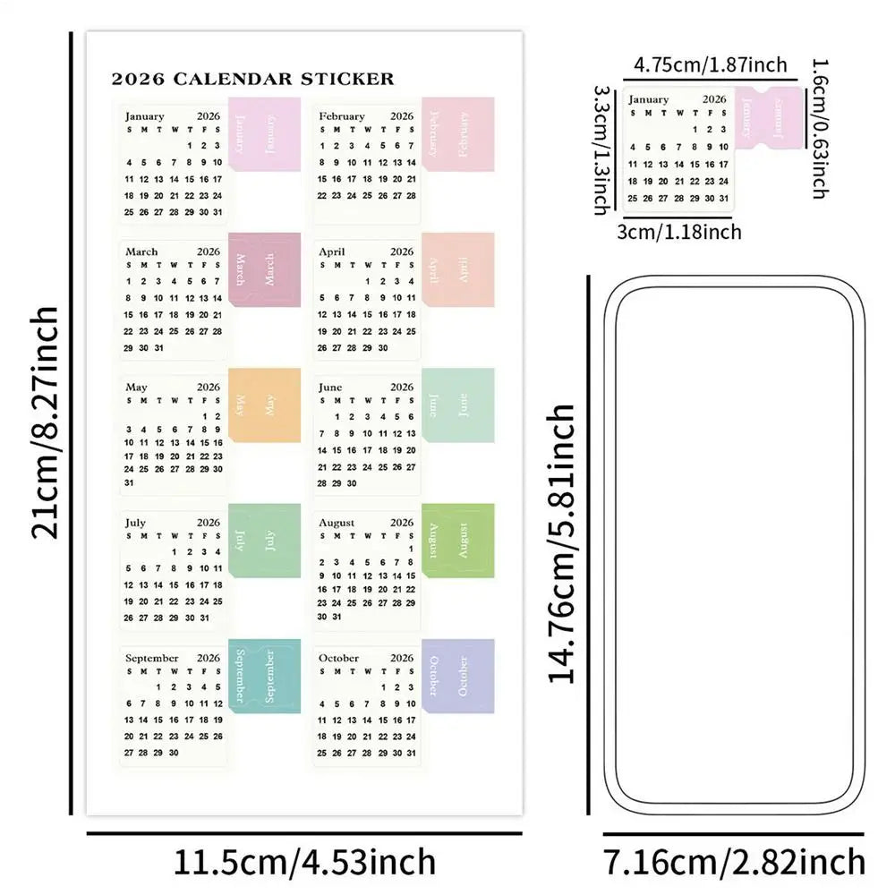 2Pcs 2026 Calendar Stickers Monthly Planner Stickers Labels For Diy Scrapbook Journals Notebooks Scheduling School Office Oasis Select 2Pcs