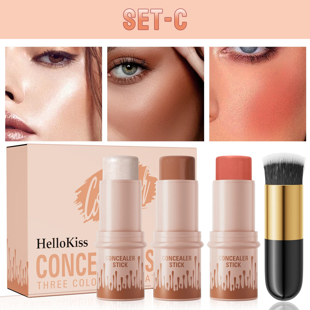 Hello Kiss Contour & Highlight Stick Set – Matte Waterproof