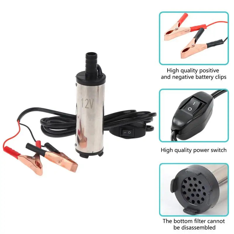 Small Electric Fuel Transfer Pump 12V 24V DC Pumping Dispenser Lightweight Portable Clamp Models Self-priming Type Oasis Select